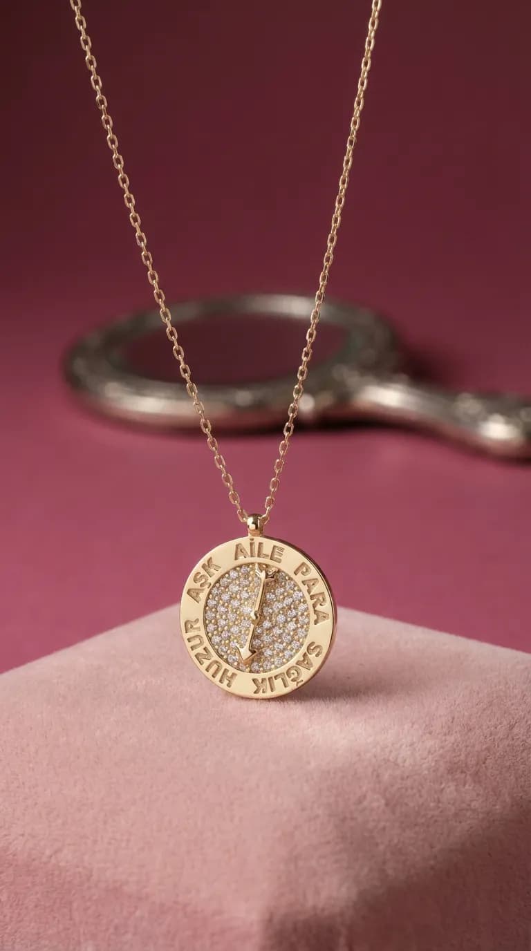 Taşlı Ok Detaylı Kolye