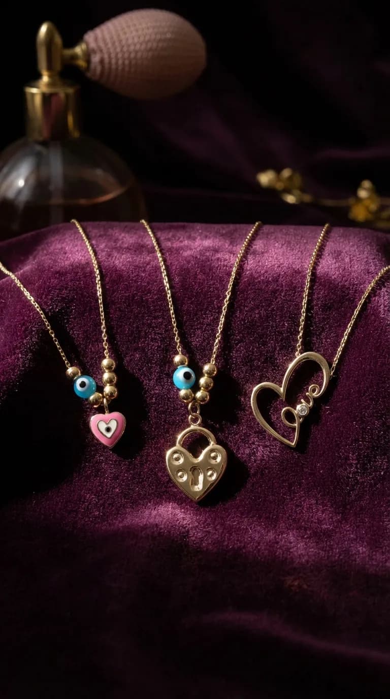 Renkli taş detaylı kolyeler